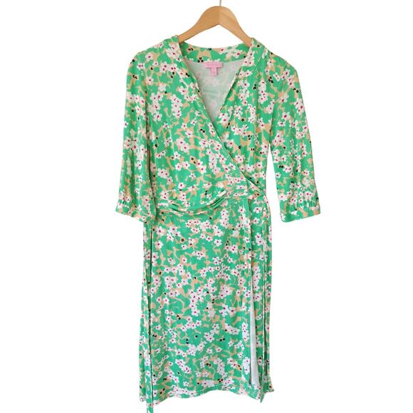 Lilly Pulitzer Silk Jersey Green Floral Midi Dress - Picture 7 of 8